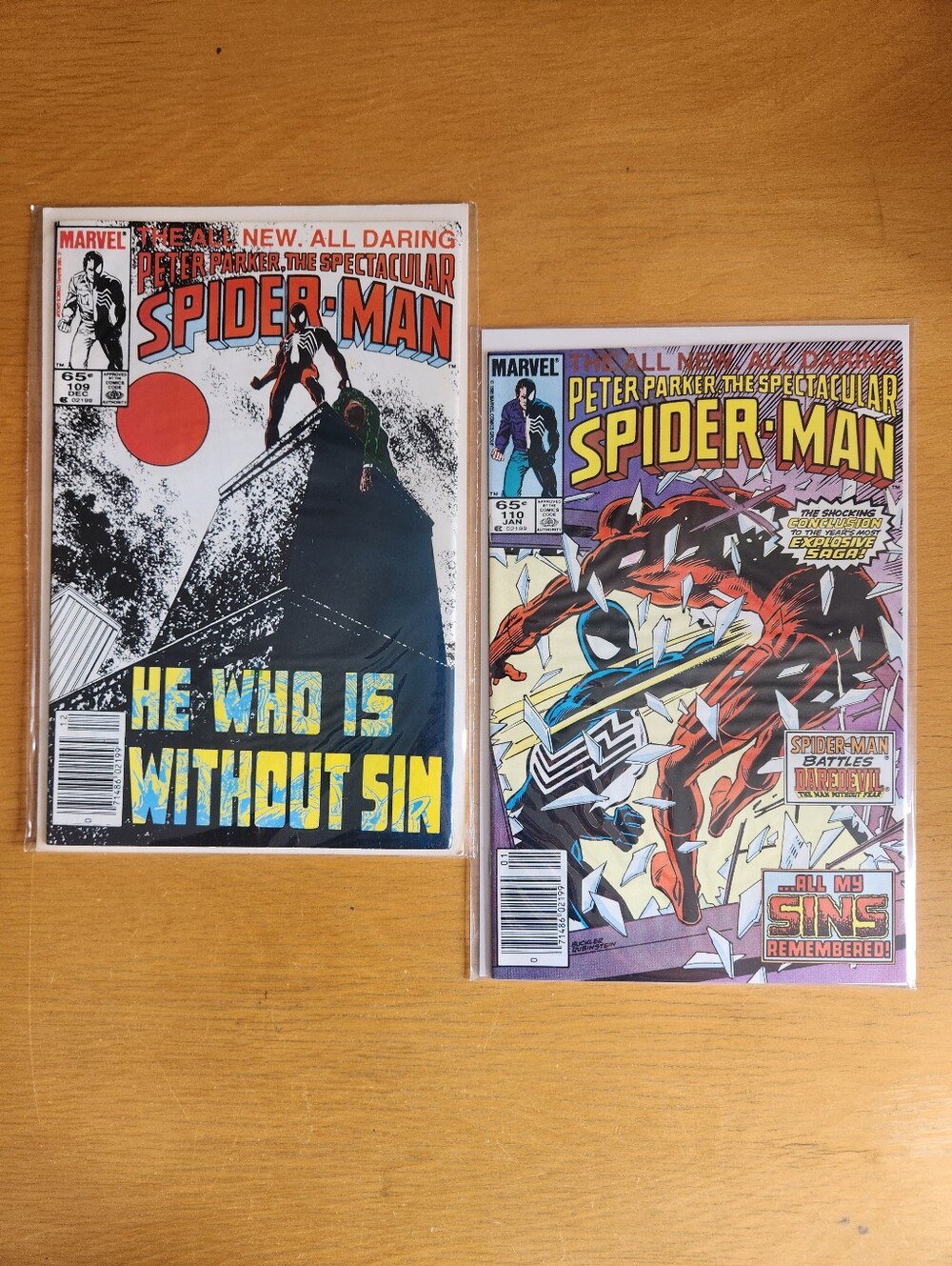 Spectacular Spider-Man #109, 110 1980s Marvel (Lot of 2)